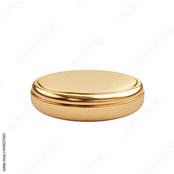 Fototapeta A sleek and minimalistic golden buzzer button, isolated on a white background