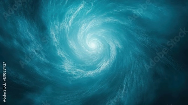 Fototapeta Mesmerizing blue swirl in dark blue sky, abstract digital background for creative projects