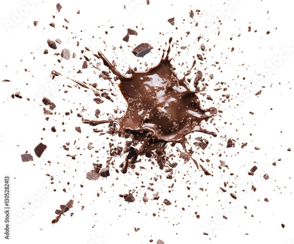 Obraz Kitchen delight chocolate explosion isolated on transparent background png