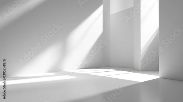 Fototapeta Bright and Minimalist Interior Space with Soft Light and Gradual Shadows Creating a Serene and Inviting Atmosphere for Various Design Projects