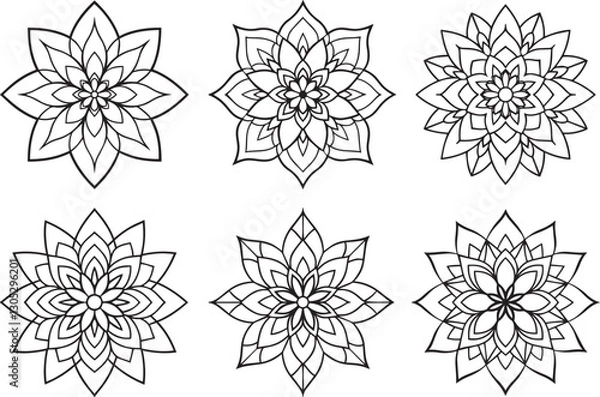Fototapeta Easy and Detailed Mandala Coloring Pages for Beginners, Artists, and Relaxation Seekers
