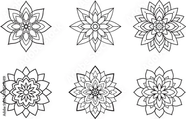 Fototapeta Simple and Beautiful Floral Mandala Coloring Pages for Adults and Kids to Enjoy