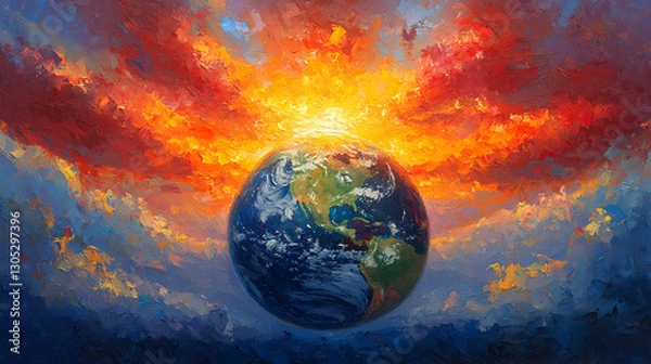 Obraz Earth at fiery sunset