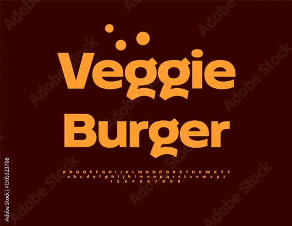 Fototapeta Vector Advertising sign Veggie Burger with Modern Font. Trendy Alphabet Letters and Numbers set