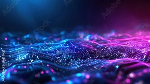 Fototapeta Digital landscape creation virtual realm visual art futuristic environment aerial view nextgen technology