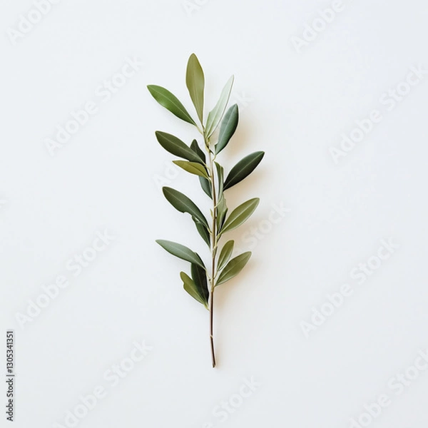 Fototapeta Olive branch on white background, symbol of Palm Sunday