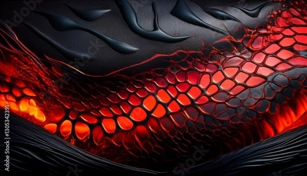 Obraz black and red serpent skin background