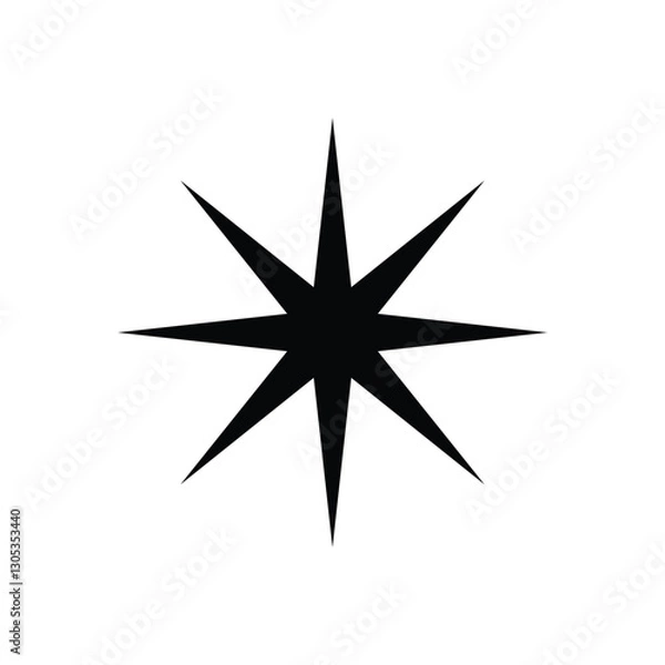 Fototapeta Black Star, Twinkling stars, Sparkles, Shining burst, Sun, Moon phase. Vector star on white background	