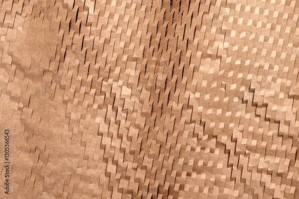 Obraz Eco friendly brown honeycomb paper texture. Packaging soft material used to wrap or protect goods. Top view. Abstract textured background