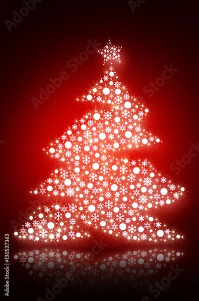 Obraz Sparkling Christmas tree with white snowflakes