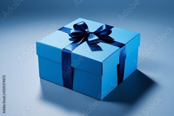 Obraz a close up of a blue gift box with a blue ribbon
