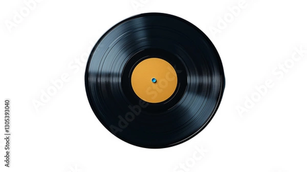 Fototapeta vinyl record with yellow label isolated on white background , transparent png 
