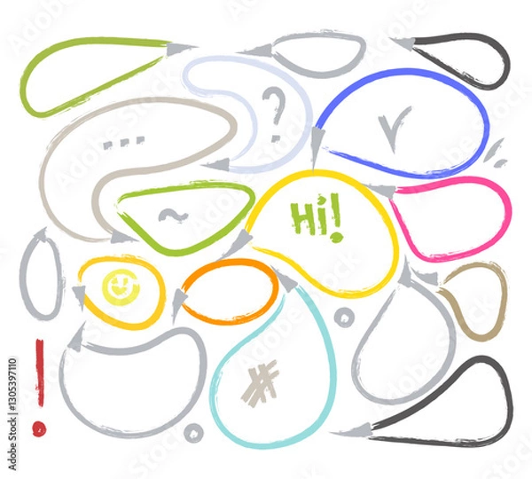 Fototapeta Conversation Bubbles Textured Doodle Vector Set