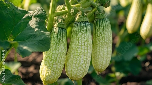 Obraz Luffa vegetable cultivation and production, promoting green business and entrepreneurial harvesting practices