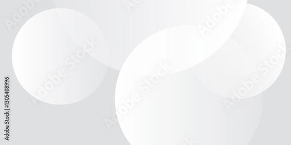 Obraz White geometric abstract background overlap layer on bright space with lines effect decoration. Modern graphic design element circles style