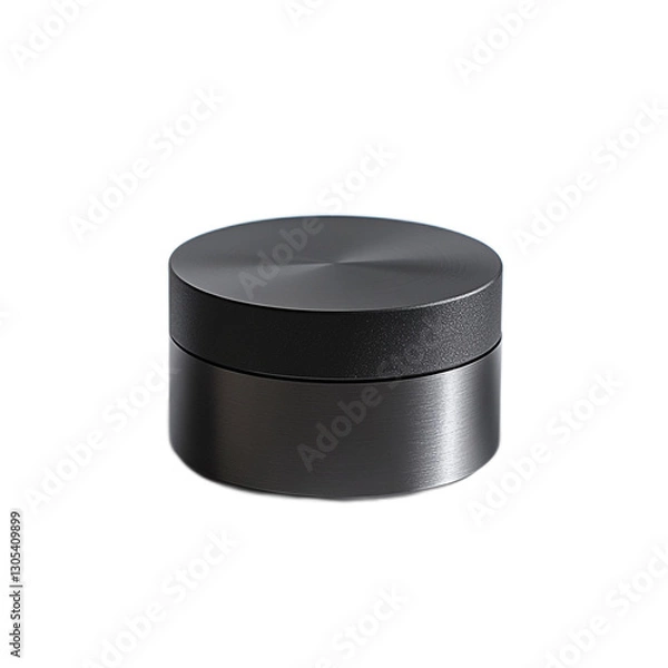 Fototapeta Elegant Black Round Container with Smooth Lid and Textured Base for Beauty or Cosmetic Products Display and Product Packaging