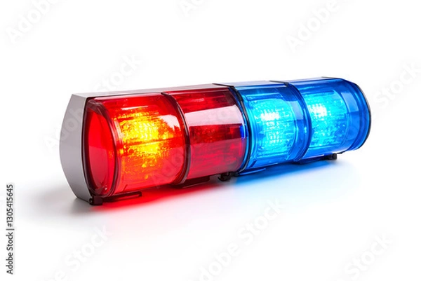Fototapeta Set of red and blue siren light isolated on white background