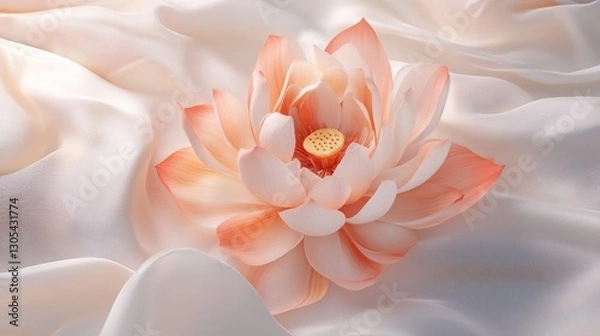 Obraz Delicate Peach Lotus on Smooth Fabric