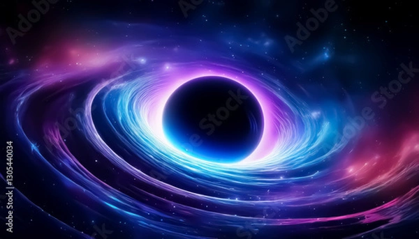 Obraz Vivid Cosmic Black Hole with Swirling Nebulae and Stars