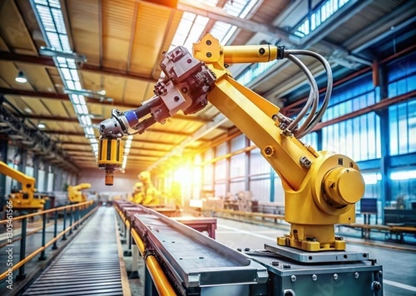 Fototapeta Industrial Robot Arm Precision Manufacturing Factory Automation