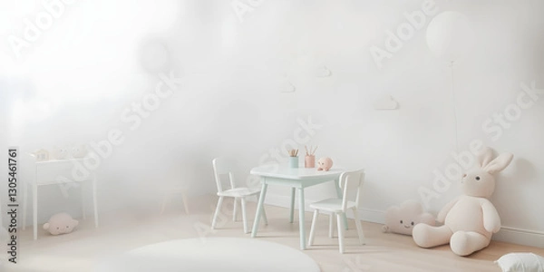 Obraz Minimalist Scandinavian Children's Room with Soft Pastel Decor