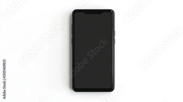Fototapeta Black mobile smartphone mockup with blank screen isolated on white background with clipping path,