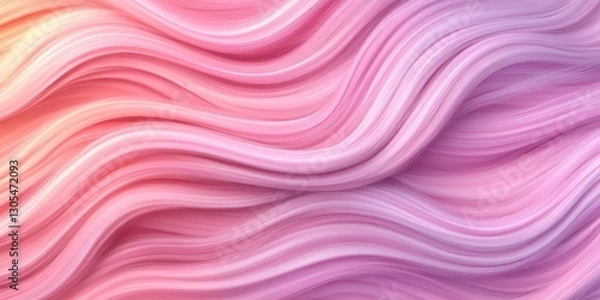 Fototapeta Delicate waves in pastel pink shades create a serene backdrop, emphasizing the luxurious feel and health of well-cared-for hair, highlighting hair care artistry