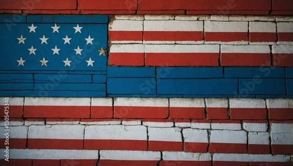 Fototapeta Grunge-Style USA Color Wall Background with Rich Texture and Depth

