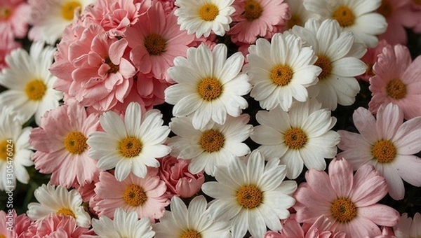 Fototapeta Delicate Arrangement of Pink and White Blossoms in Soft Focus

