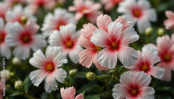 Fototapeta Romantic Pink and White Flowers in a Fresh, Serene Composition

