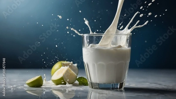 Fototapeta Refreshing Milk Splash Encircling a Glass, Symbolizing Purity and Freshness for Milk Day

