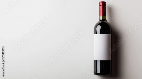 Fototapeta Red wine bottle with blank label on white background. Easily apply your custom design on the label. 