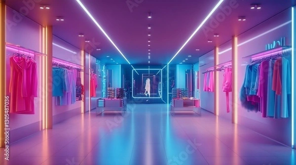 Obraz Neon-lit fashion store interior
