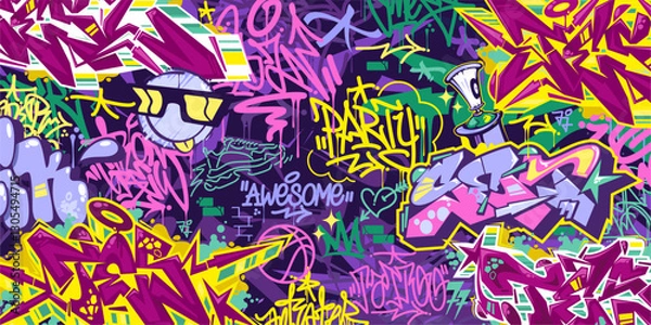 Obraz Funky Abstract Colorful Urban Street Art Graffiti Style Vector Illustration Background Template