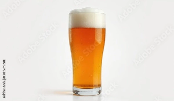 Fototapeta Refreshing Cold Beer in a Glass with Foam on Top for Enjoyment and Relaxation