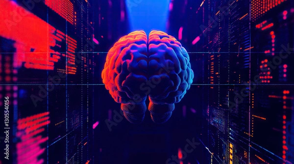 Fototapeta brain technology circuits artificial intelligence AI A.I. futuristic quantum computing