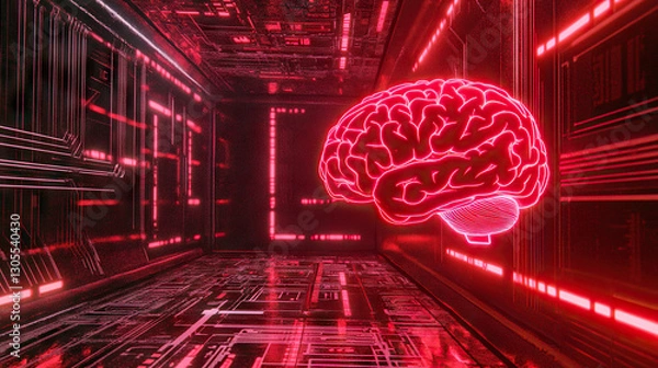 Obraz brain technology circuits artificial intelligence AI A.I. futuristic quantum computing
