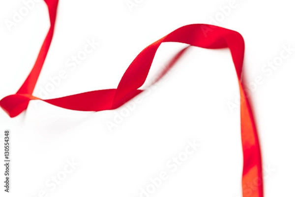 Obraz Red ribbon on white background