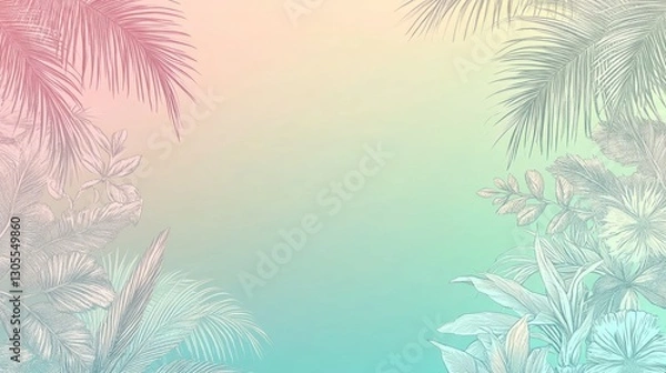 Fototapeta Plants and Leaves Displayed Over Gradients Of Beautiful Colors