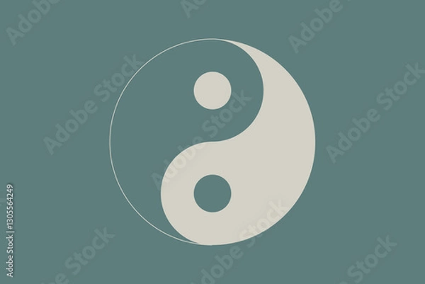 Fototapeta Minimalistic vector yin yang symbol in gold and green colors. EPS 10 outline icon.