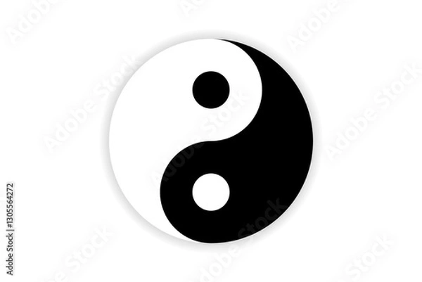 Fototapeta Vector yin yang symbol black and white with shadow under the circle. EPS 10