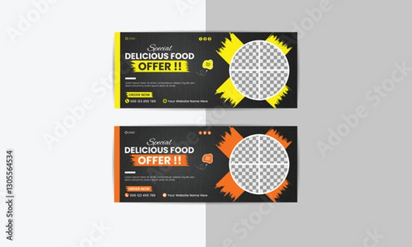 Fototapeta Food web banner design for food sale, website ad design for restaurant