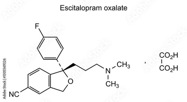 Fototapeta Chemical structure of escitalopram oxalate, drug substance