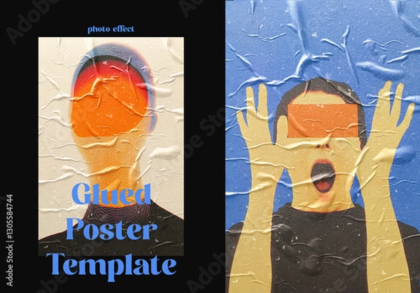 Obraz Glued Crumpled Paper Poster Photo Effect