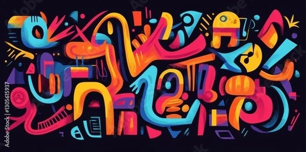 Fototapeta An abstract and colorful graphic displaying diverse shapes and shades