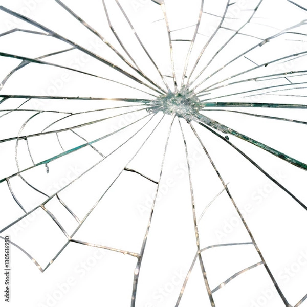 Fototapeta Cracked Glass PNG Transparent Background: Perfect for Broken Window Effects, Damage Textures, and Realistic Shattered Designs
