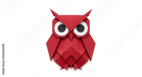 Fototapeta Red Origami Owl Craft with Geometric Design and Symmetric Features