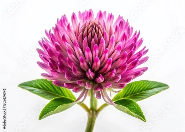 Fototapeta Red Clover Flower Isolated on White Background - Vibrant Purple Botanical Stock Photo