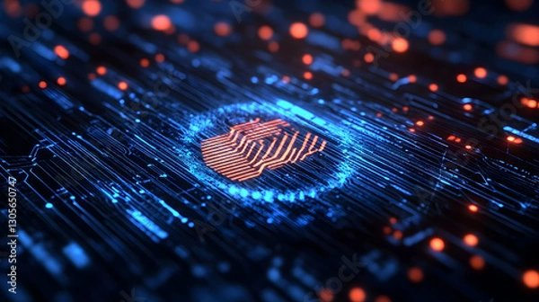 Obraz Digital forensic analysis concept with biometric pattern
