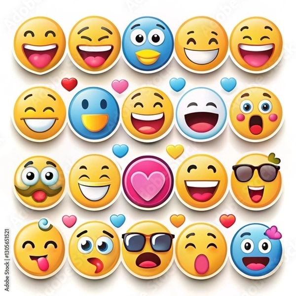 Fototapeta Fun and expressive emoji sticker set for social media